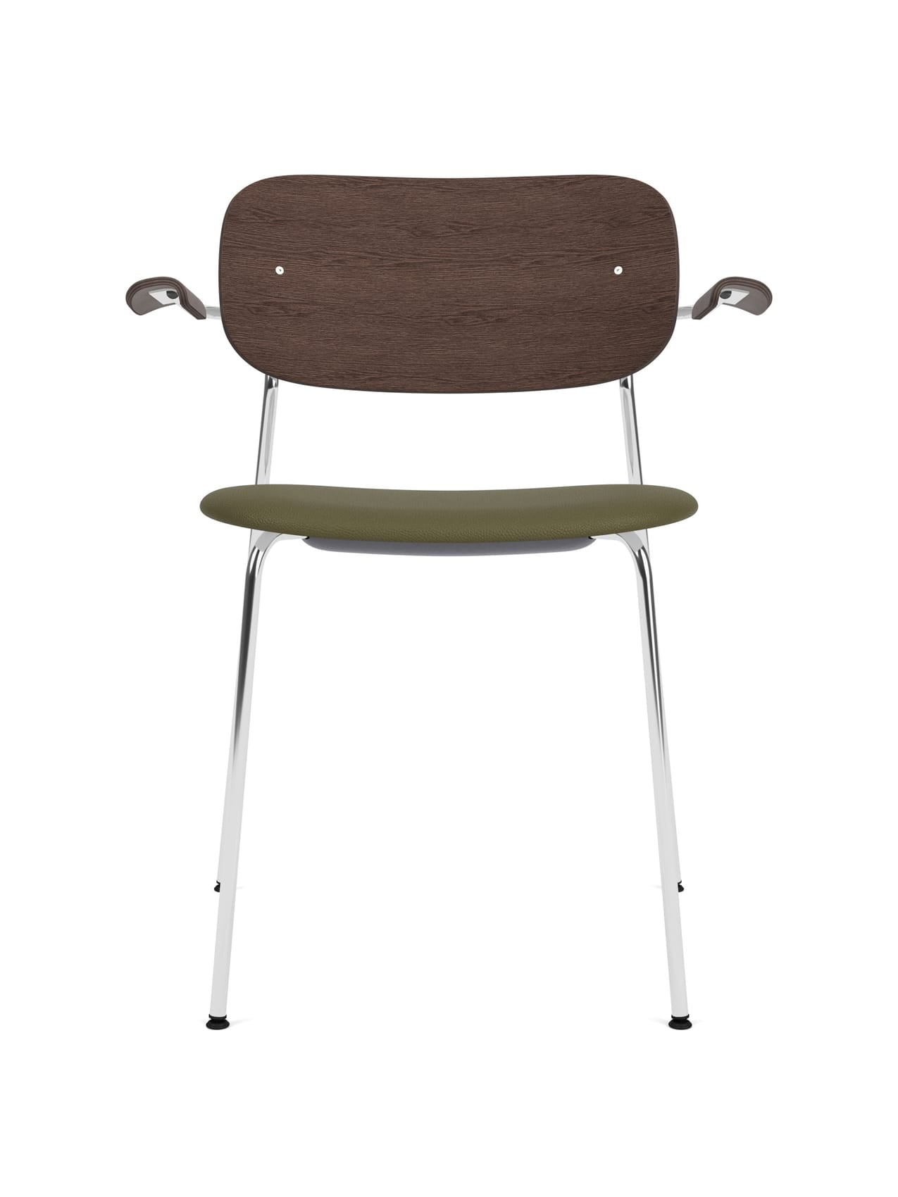 Co Dining Chair, upholstered seat with armrest, Chrome