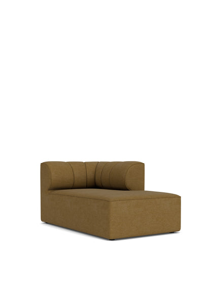 Angled view of the Eave Seamline Modular Sofa, 86, Chaise Longue, upholstered in a brown textured fabric.