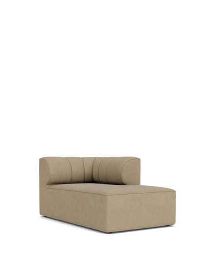 A beige Eave Seamline Modular Sofa Chaise Longue, viewed from an angle. It has a low backrest with two rounded cushions.
