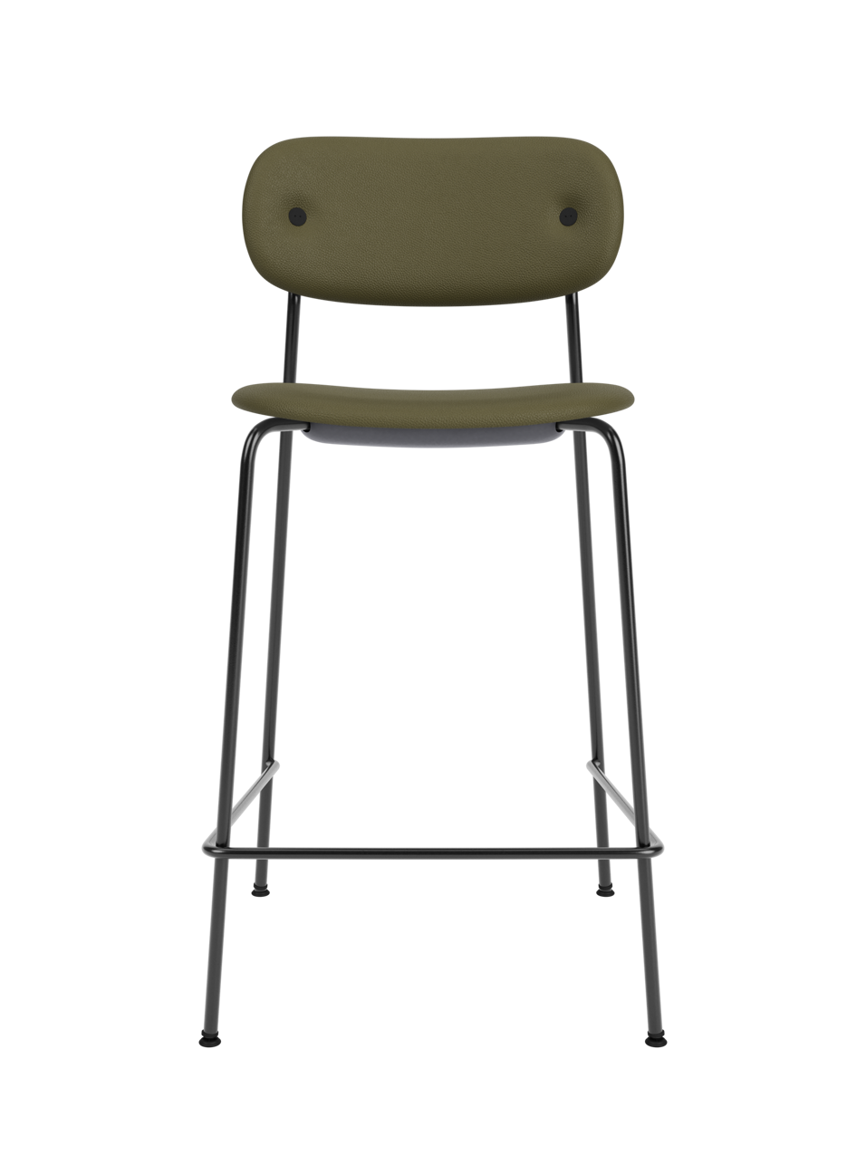 Co Counter Chair, Fully Upholstered in Sierra 0441 upholstery with a black steel frame.