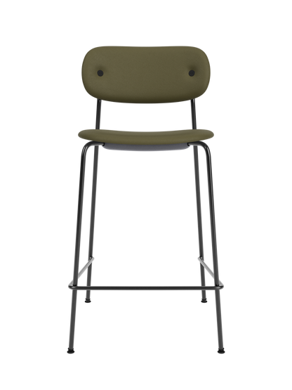 Co Counter Chair, Fully Upholstered in Sierra 0441 upholstery with a black steel frame.
