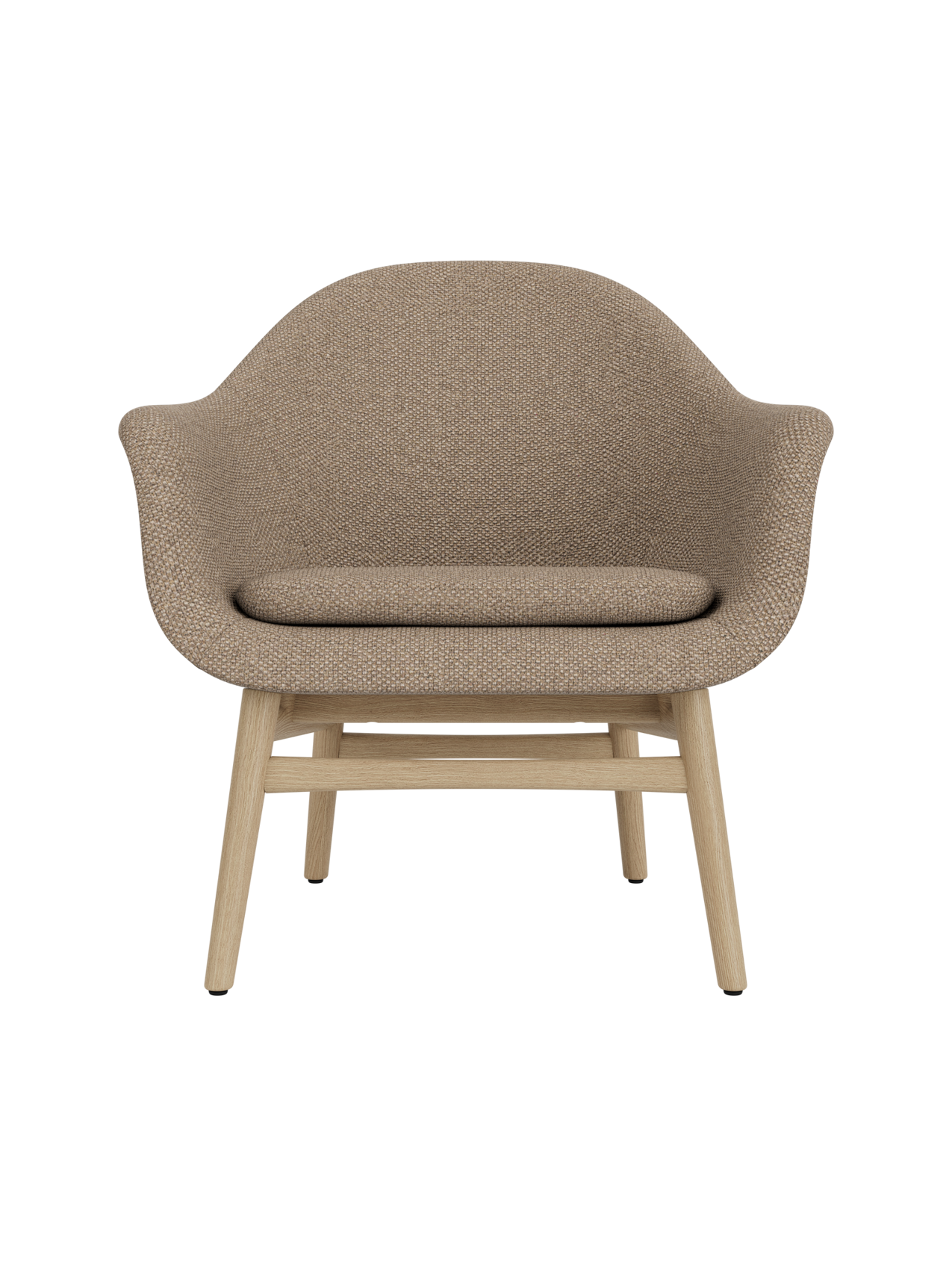 Harbour Lounge Chair featuring Logan Flint textured upholstery and a minimalist natural oak wood frame.