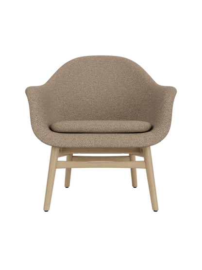 Harbour Lounge Chair featuring Logan Flint textured upholstery and a minimalist natural oak wood frame.