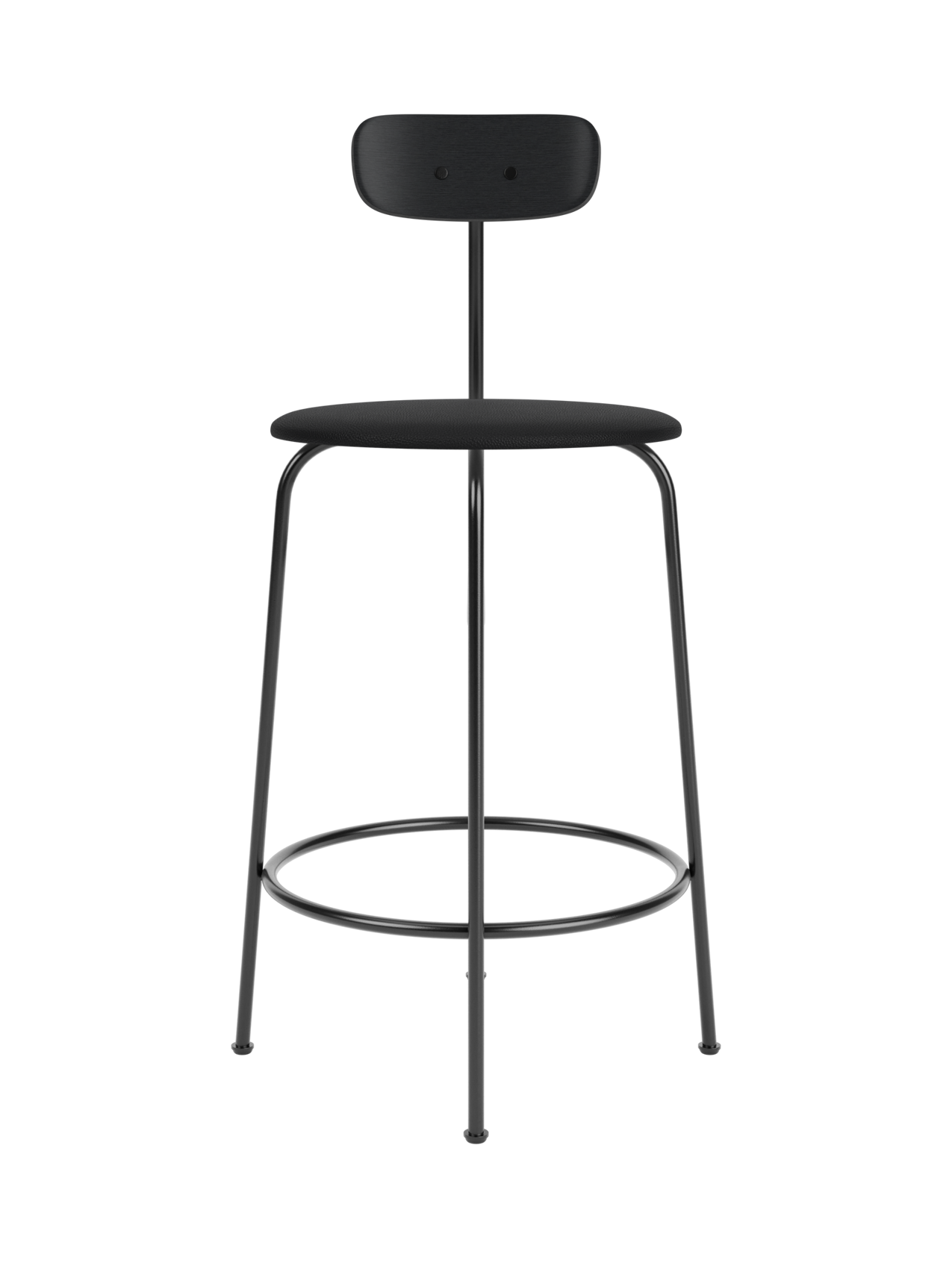 Black Afteroom Counter Chair with a black painted oak backrest and Sierra 1001 upholstered seat on a slim metal frame.