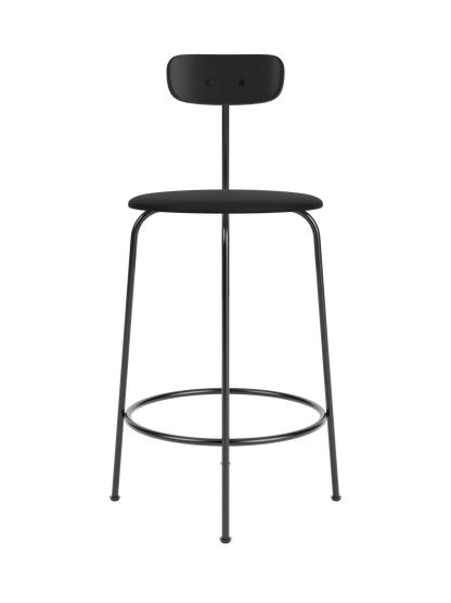 Black Afteroom Counter Chair with a black painted oak backrest and Sierra 1001 upholstered seat on a slim metal frame.