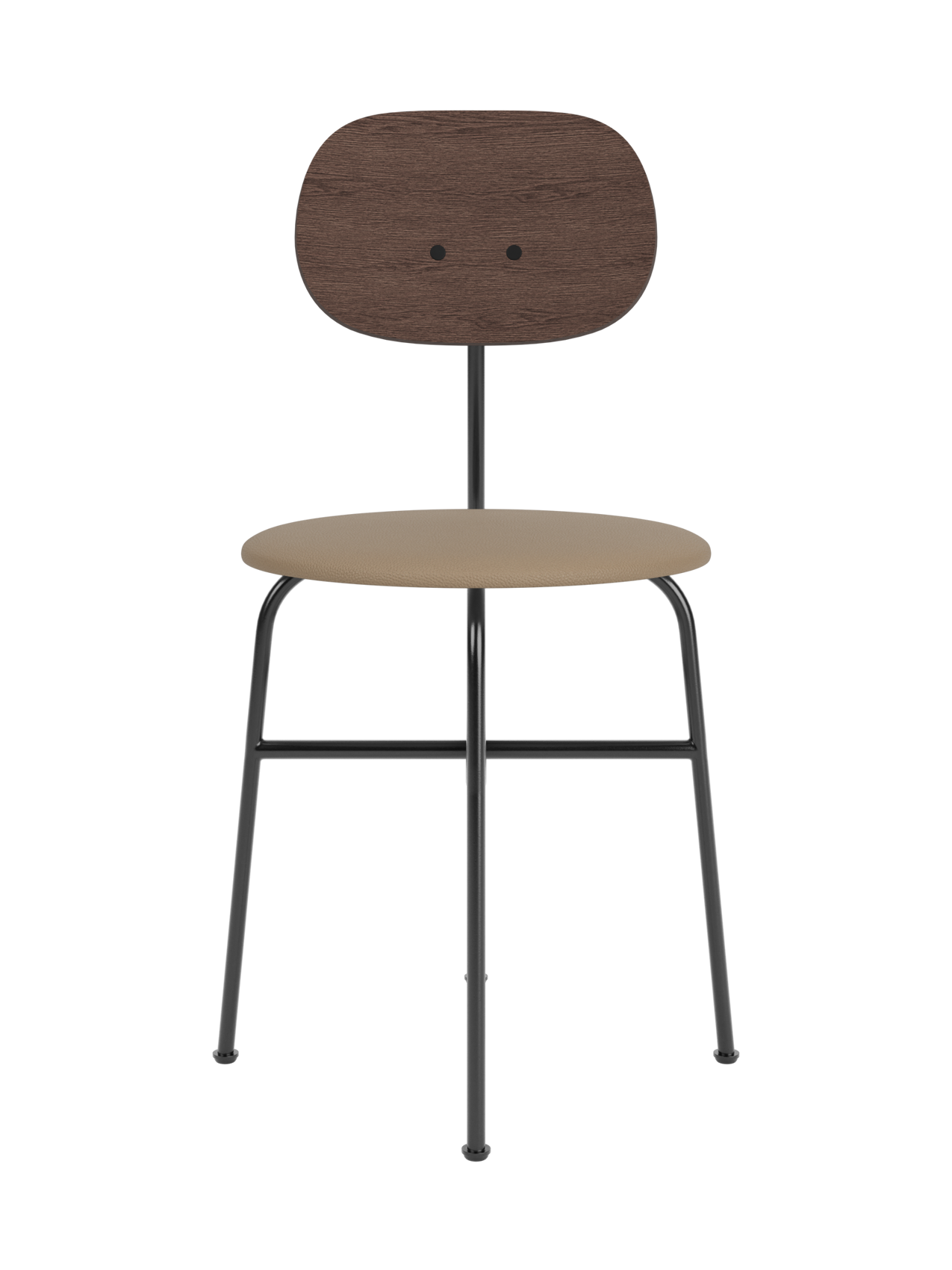 Afteroom Dining Chair Plus with a dark stained oak back and Sierra 1611 upholstered seat on a black steel frame.