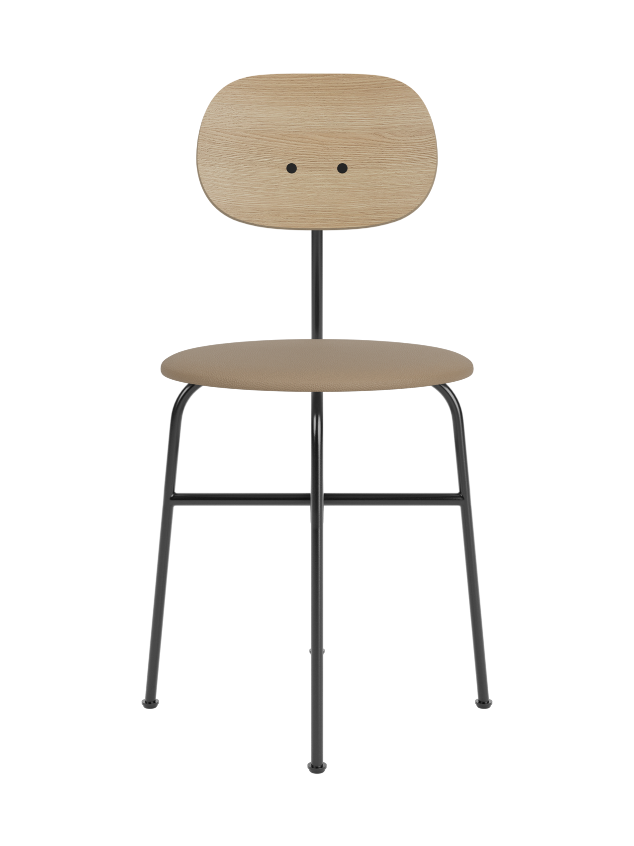 Afteroom Dining Chair Plus with a natural oak back, Sierra 1611 upholstered seat and black powder-coated steel frame.