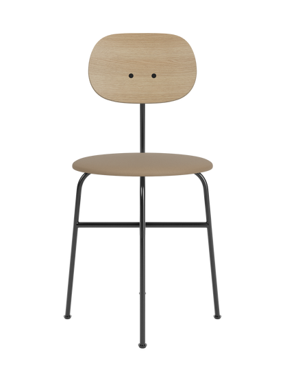 Afteroom Dining Chair Plus with a natural oak back, Sierra 1611 upholstered seat and black powder-coated steel frame.