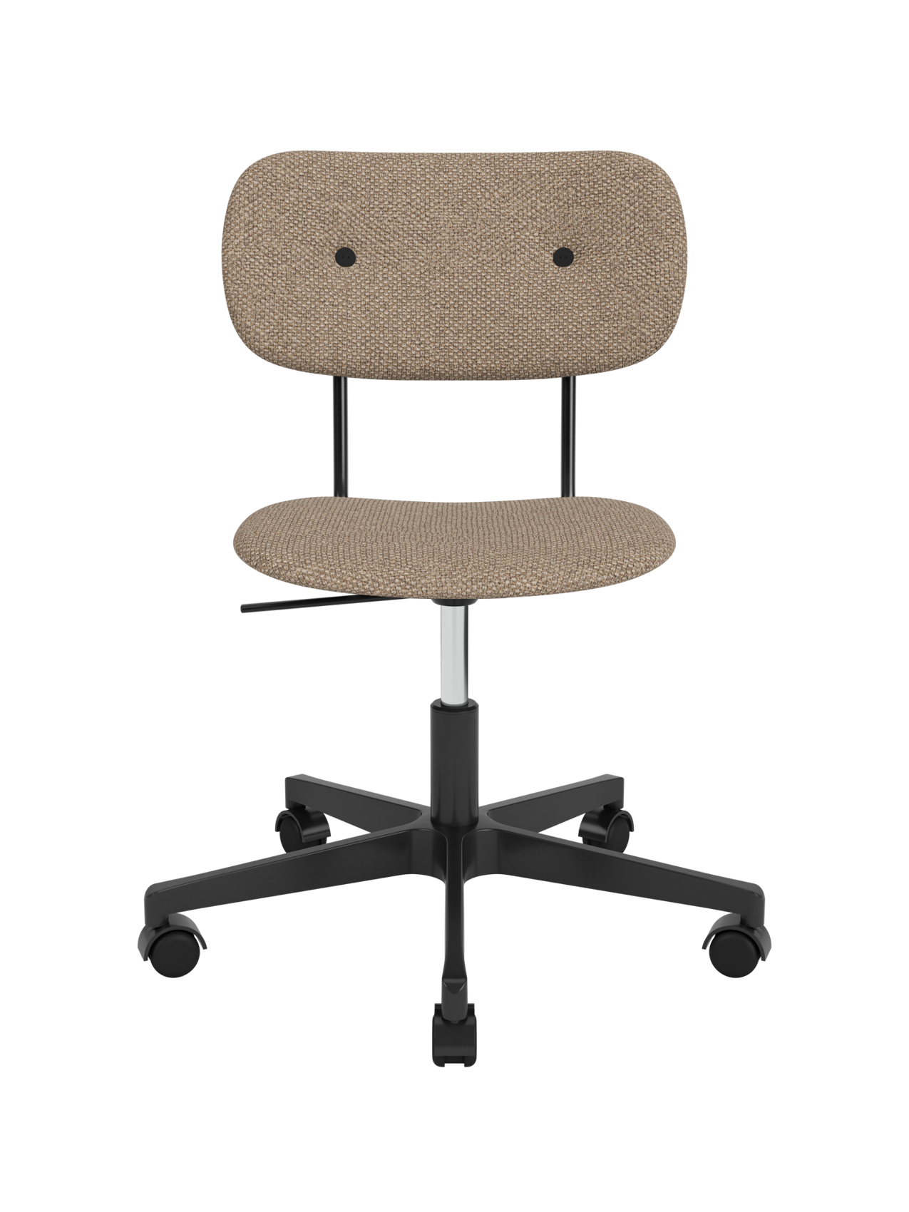 Fully upholstered Co Task Chair in Logan Flint fabric with a height-adjustable black swivel base on casters.