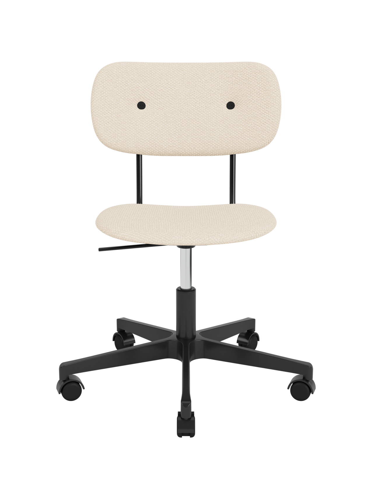Cream Logan Jasmine upholstered Co Task Chair with a black five-star swivel base and casters.