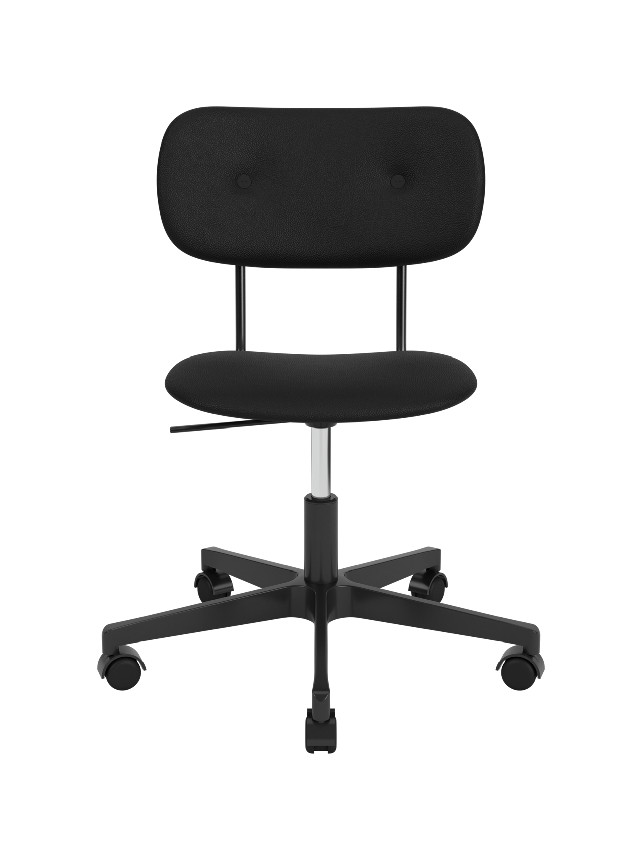 Fully upholstered black Co Task Chair in Sierra 1001 leather with a height-adjustable five-star swivel base on casters.
