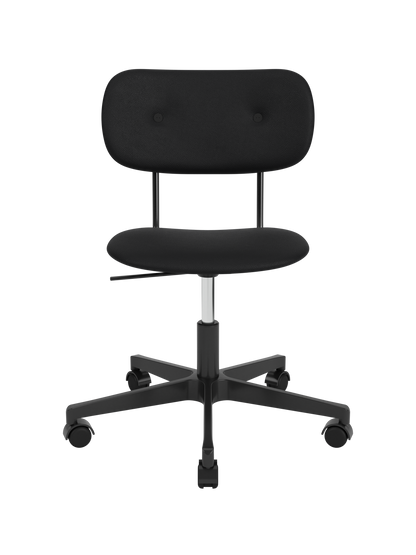 Fully upholstered black Co Task Chair in Sierra 1001 leather with a height-adjustable five-star swivel base on casters.
