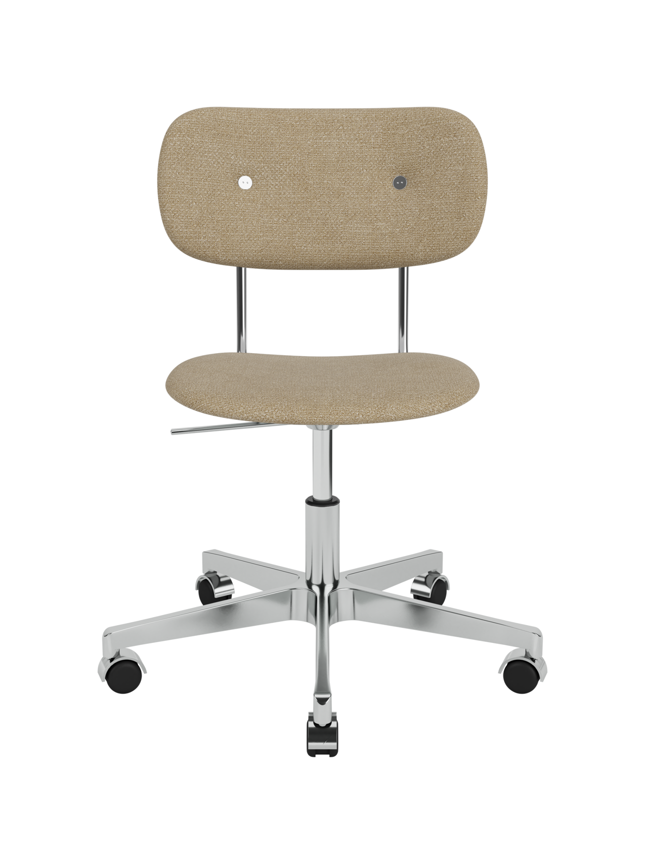 Fully upholstered Co Task Chair in beige Bouclé 02 fabric on a five-star chrome swivel base with black casters.