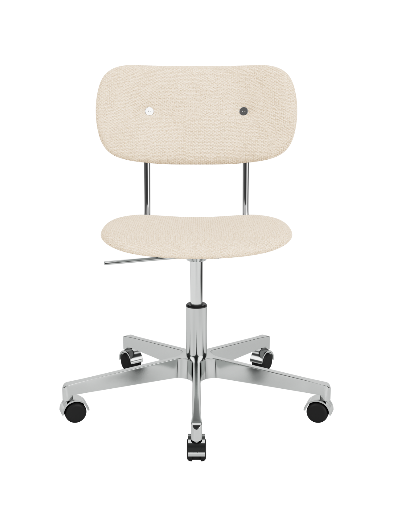Co Task Chair in Logan Jasmine upholstery featuring a polished aluminium five-star swivel base with black casters.