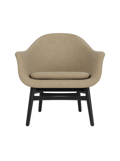 Harbour Lounge Chair featuring beige Audo Bouclé 02 upholstery and a black painted oak base on a white background.