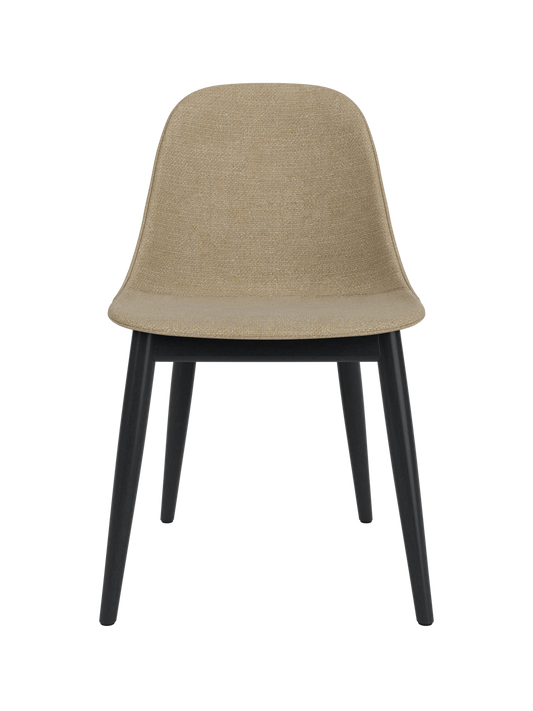 Harbour Side Dining Chair featuring beige Audo Bouclé 02 upholstery and a black painted oak wooden base.