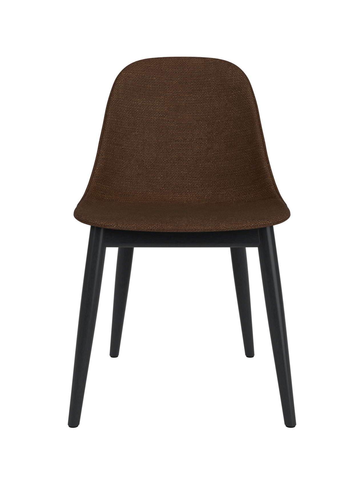 Harbour Side Dining Chair with brown Audo Bouclé 07 upholstery and a black painted oak wooden base.