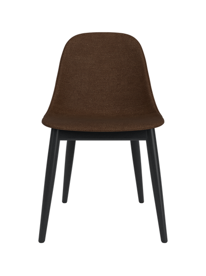 Harbour Side Dining Chair with brown Audo Bouclé 07 upholstery and a black painted oak wooden base.