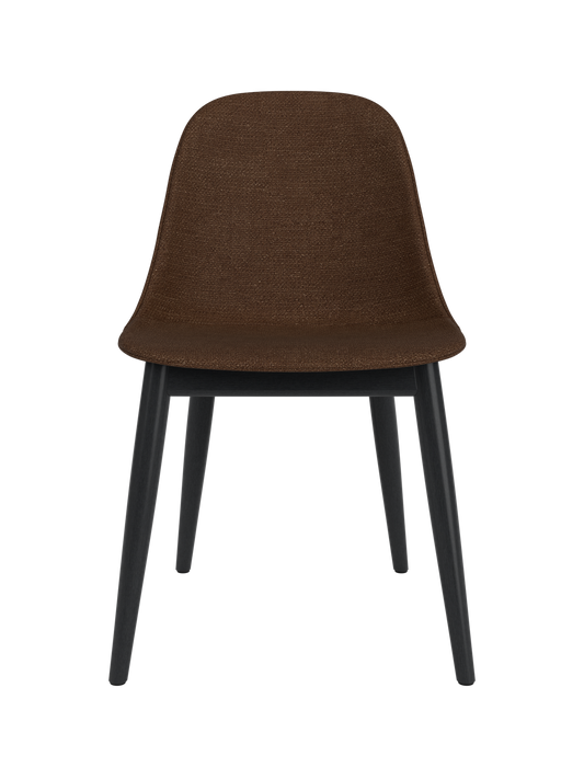 Harbour Side Dining Chair with brown Audo Bouclé 07 upholstery and a black painted oak wooden base.