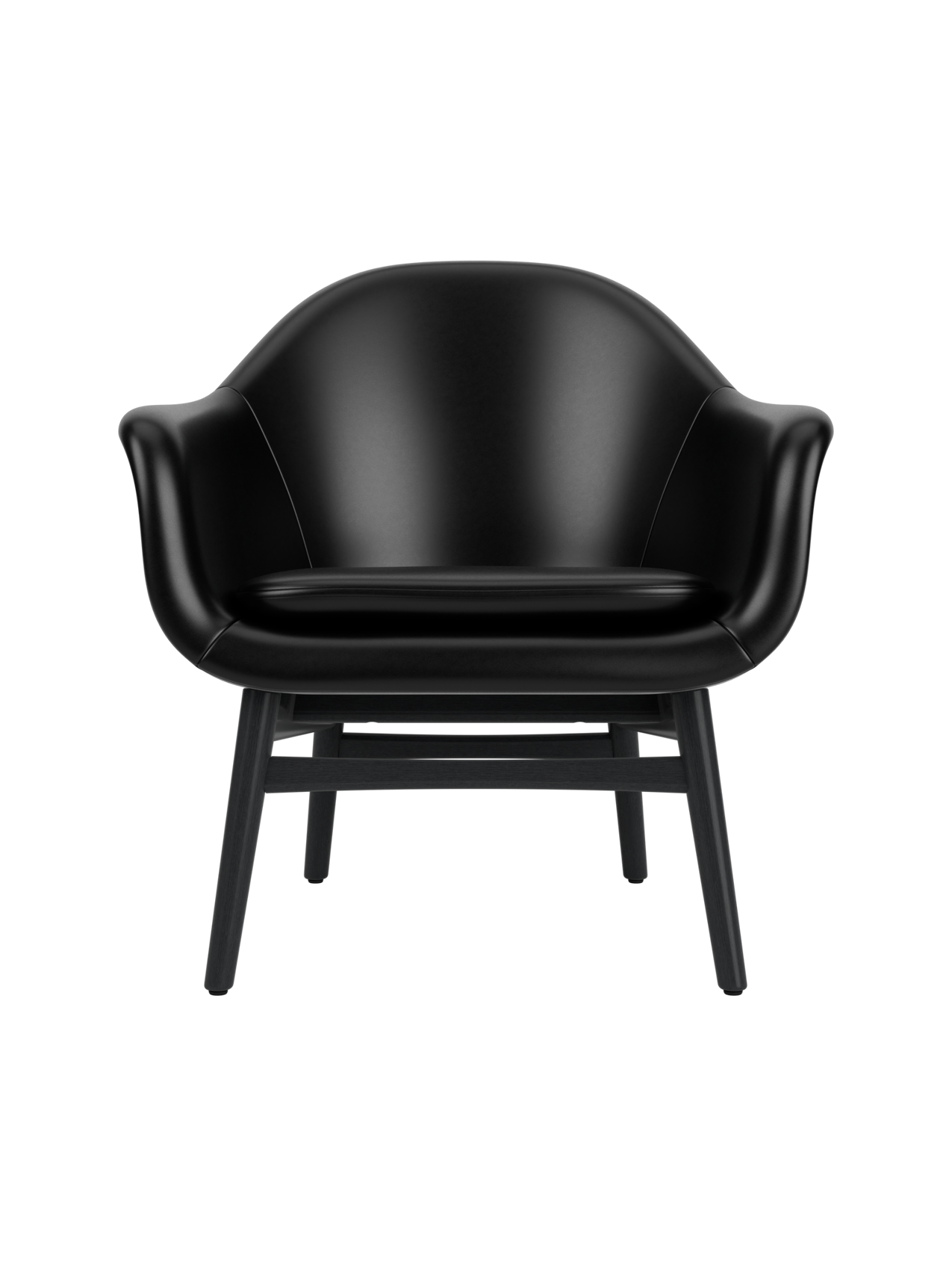 Harbour Lounge Chair featuring a black Dakar 0842 leather shell on a minimalist black painted oak frame.
