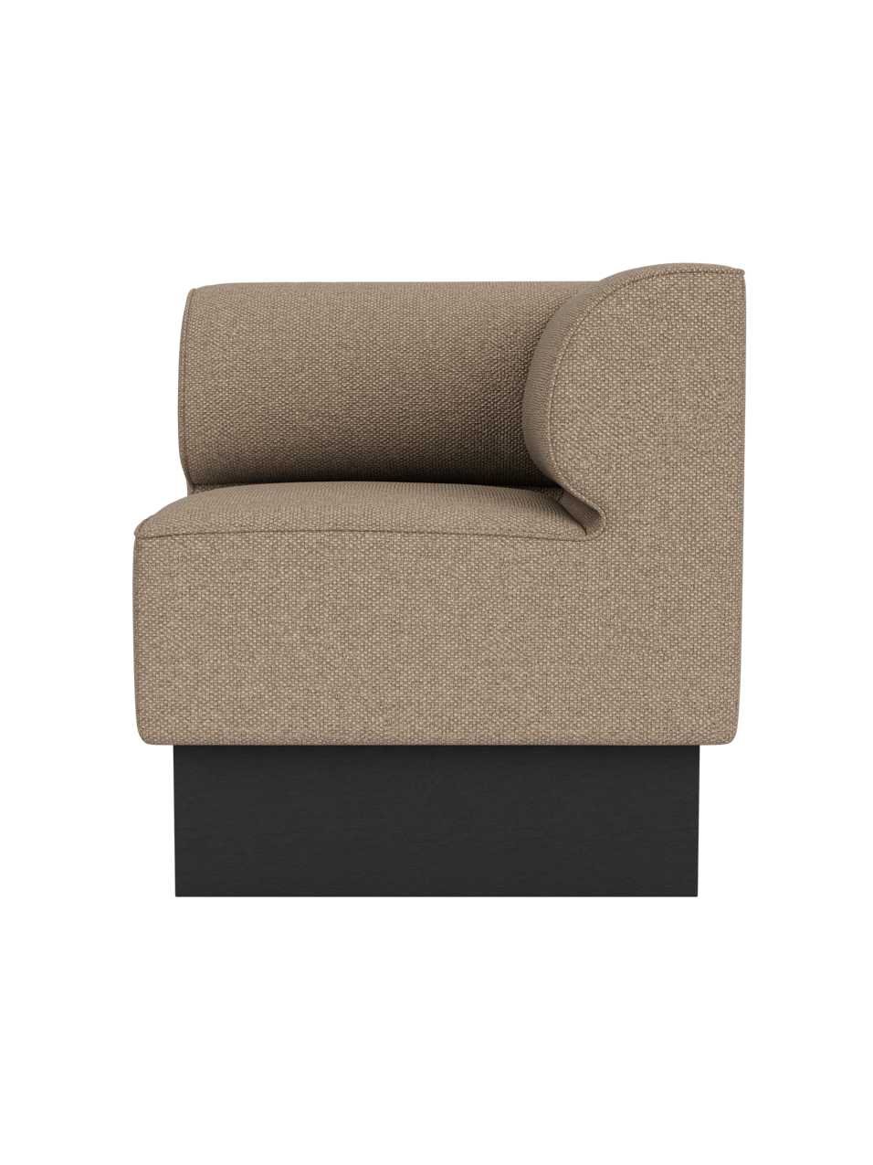 Eave Dining Sofa, Plateau corner module in Logan Flint upholstery with a black painted oak base.