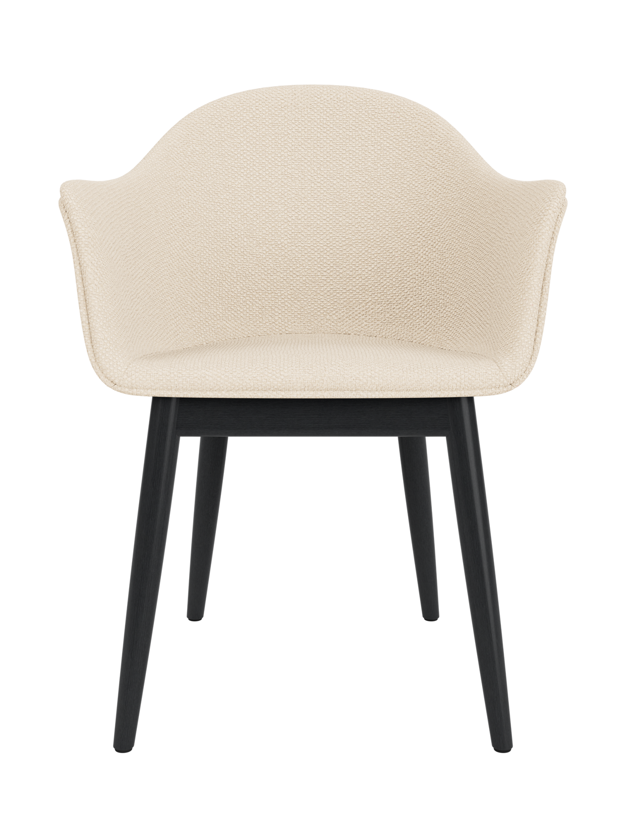 Harbour Dining Chair featuring a black painted oak base and textured Logan Jasmine upholstery.
