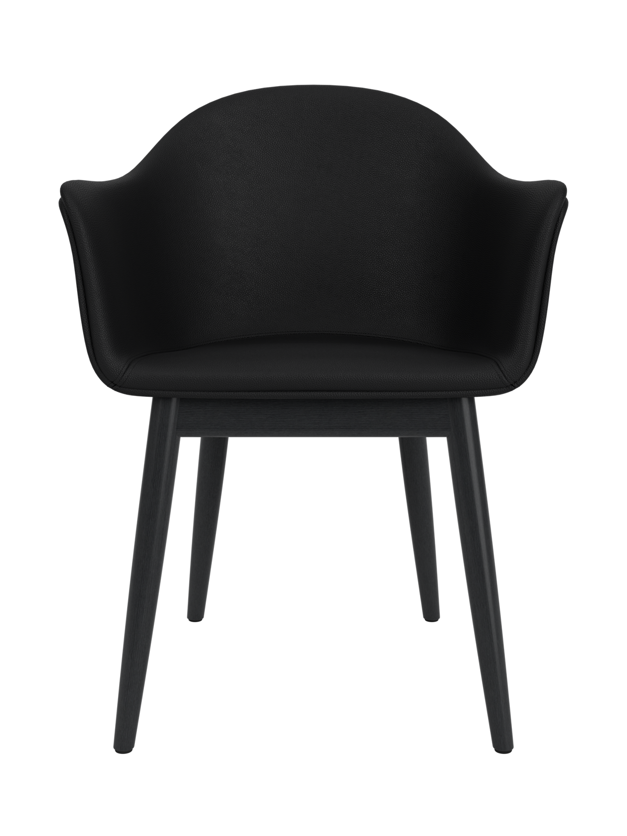 Harbour Dining Chair featuring black Sierra 1001 leather upholstery and a matching black painted oak wooden base.