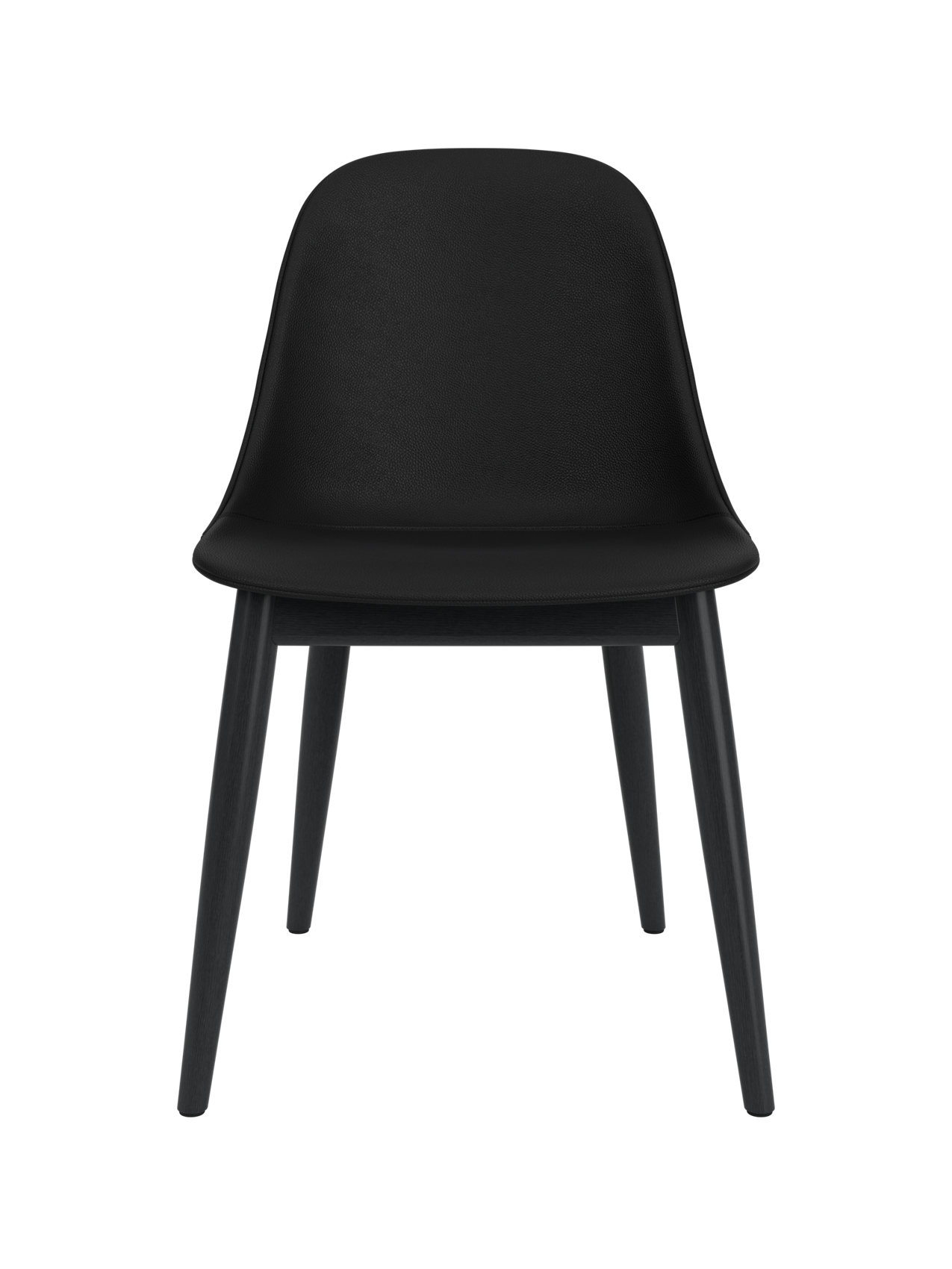 Harbour Side Dining Chair with black Sierra 1001 leather upholstery and a black painted oak wooden base.