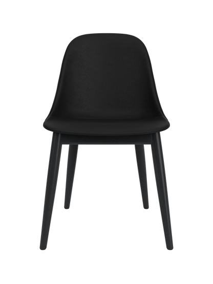 Harbour Side Dining Chair with black Sierra 1001 leather upholstery and a black painted oak wooden base.