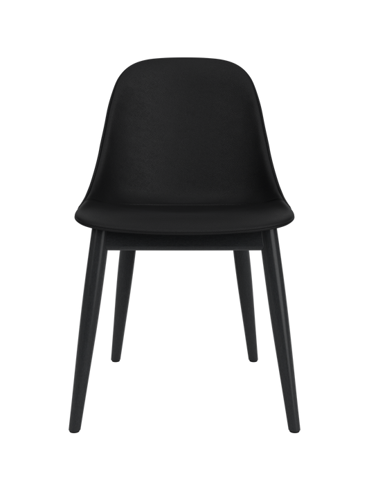 Harbour Side Dining Chair with black Sierra 1001 leather upholstery and a black painted oak wooden base.
