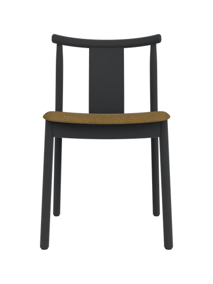 Merkur Dining Chair in black stained oak with a textured brown Audo Bouclé 06 upholstered seat.