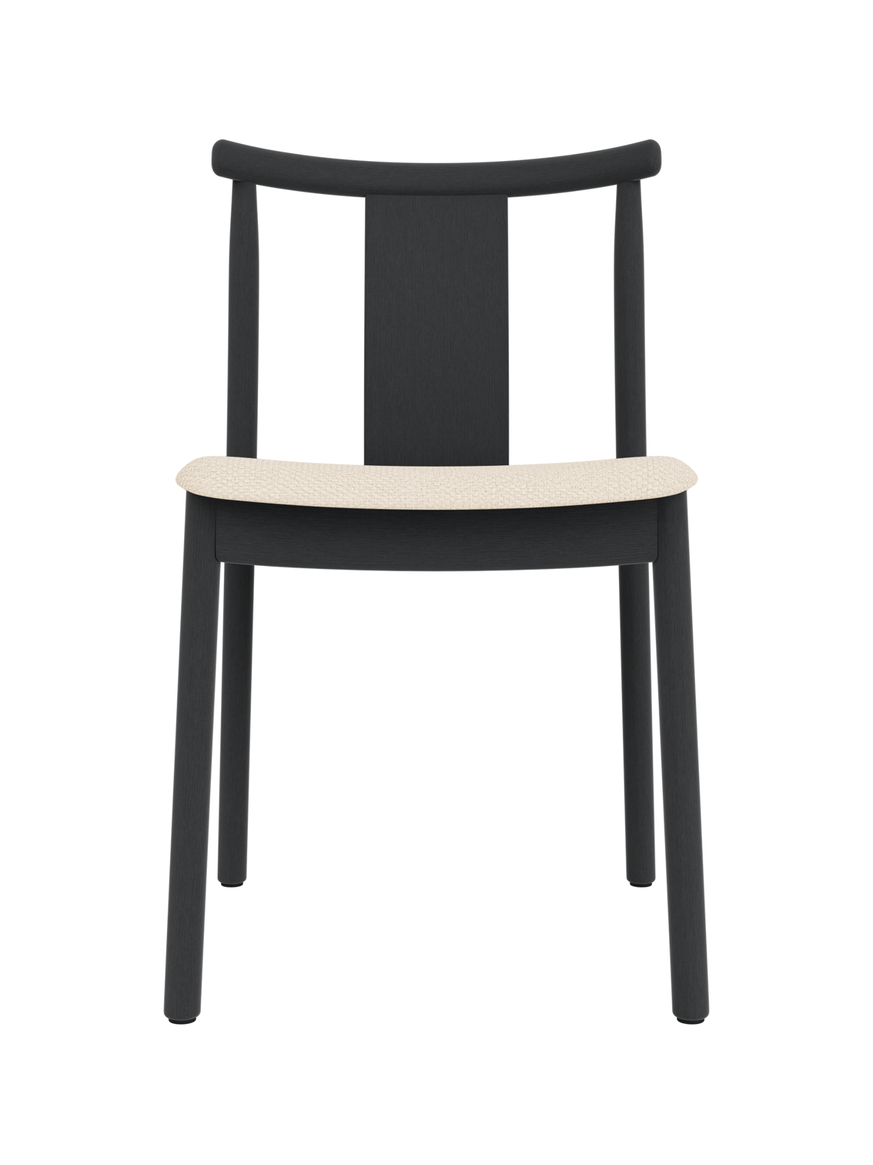 Merkur Dining Chair in black stained oak with a cream Logan Jasmine upholstered seat and a timeless wooden silhouette.
