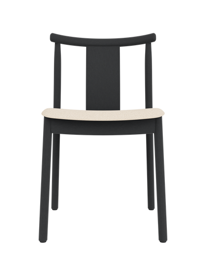 Merkur Dining Chair in black stained oak with a cream Logan Jasmine upholstered seat and a timeless wooden silhouette.