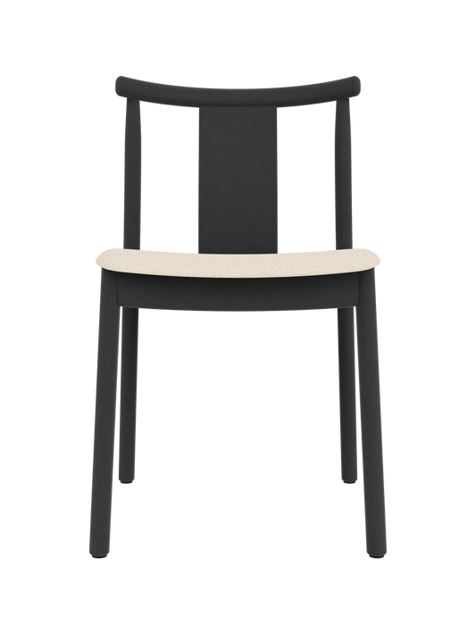 Merkur Dining Chair in black stained oak with a cream Logan Jasmine upholstered seat and a timeless wooden silhouette.