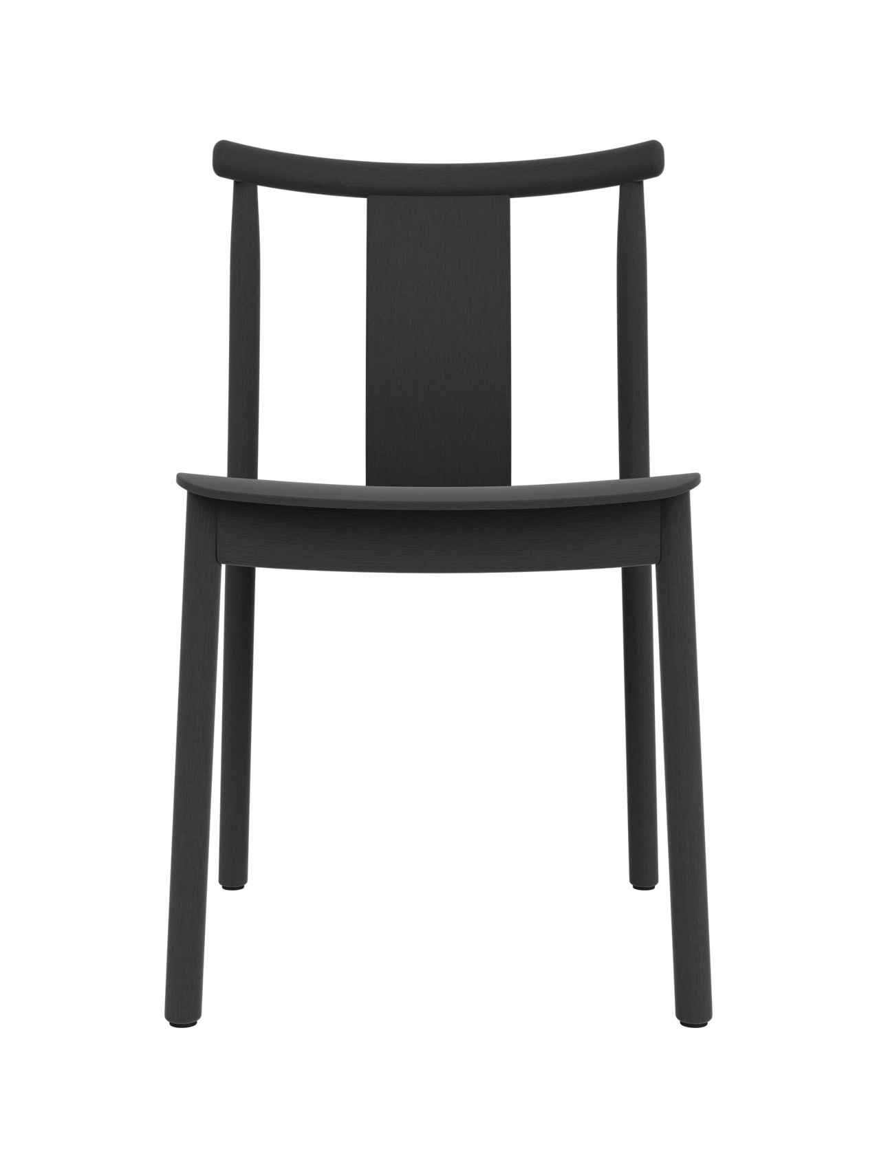 Merkur Dining Chair in black stained oak, featuring a curved backrest and timeless solid wood construction.