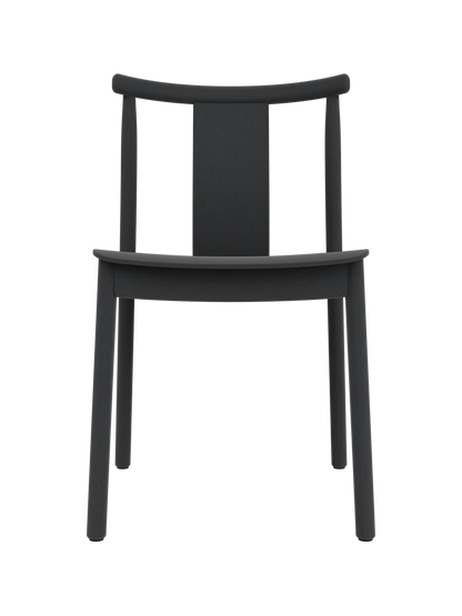 Merkur Dining Chair in black stained oak, featuring a curved backrest and timeless solid wood construction.