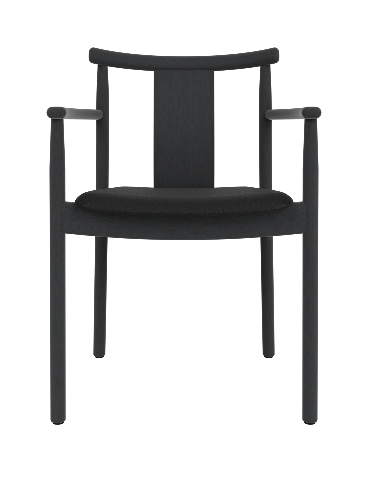 Merkur Dining Chair with armrests in black stained oak, featuring a black Sierra 1001 upholstered seat.