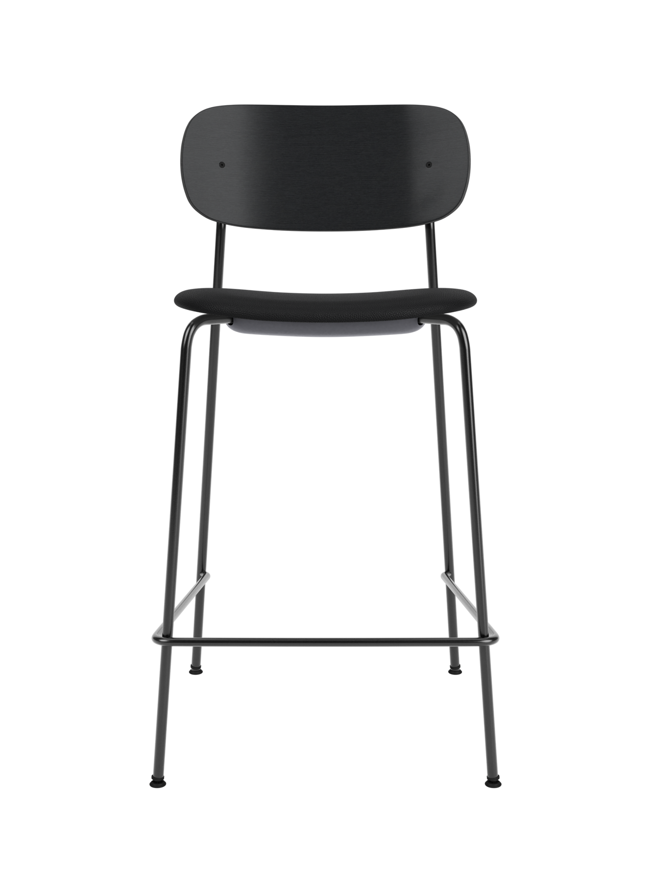 Black Co Counter Chair featuring a Sierra upholstered seat and painted oak back on a slender steel frame.