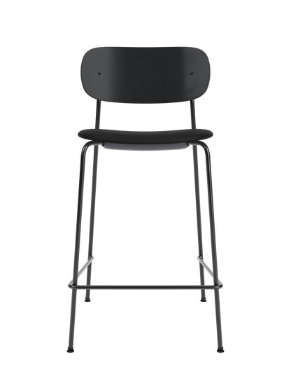 Black Co Counter Chair featuring a Sierra upholstered seat and painted oak back on a slender steel frame.
