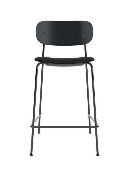 Black Co Counter Chair featuring a Sierra upholstered seat and painted oak back on a slender steel frame.