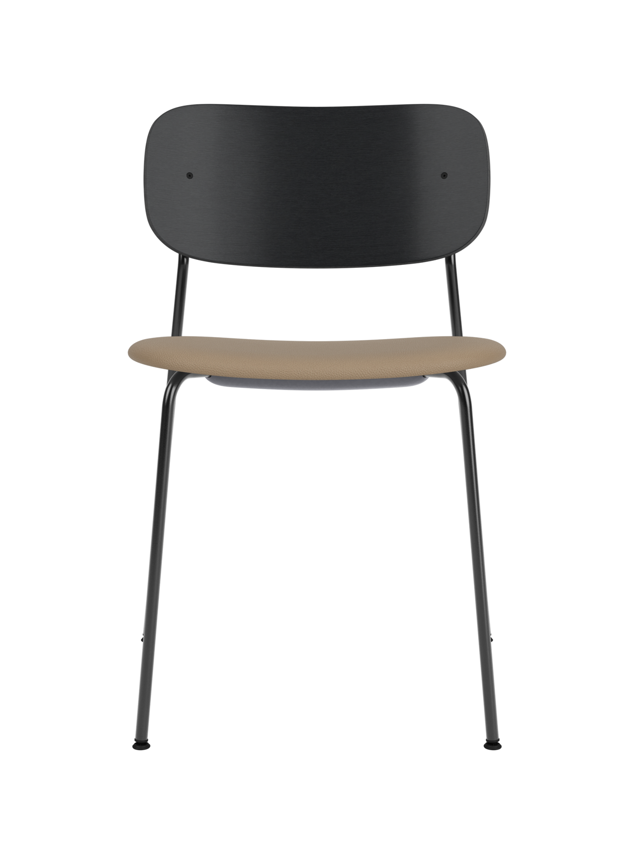 Black Co Dining Chair with a black painted oak backrest and tan Sierra 1611 upholstered seat on a steel frame.