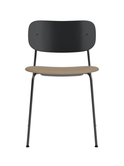 Black Co Dining Chair with a black painted oak backrest and tan Sierra 1611 upholstered seat on a steel frame.