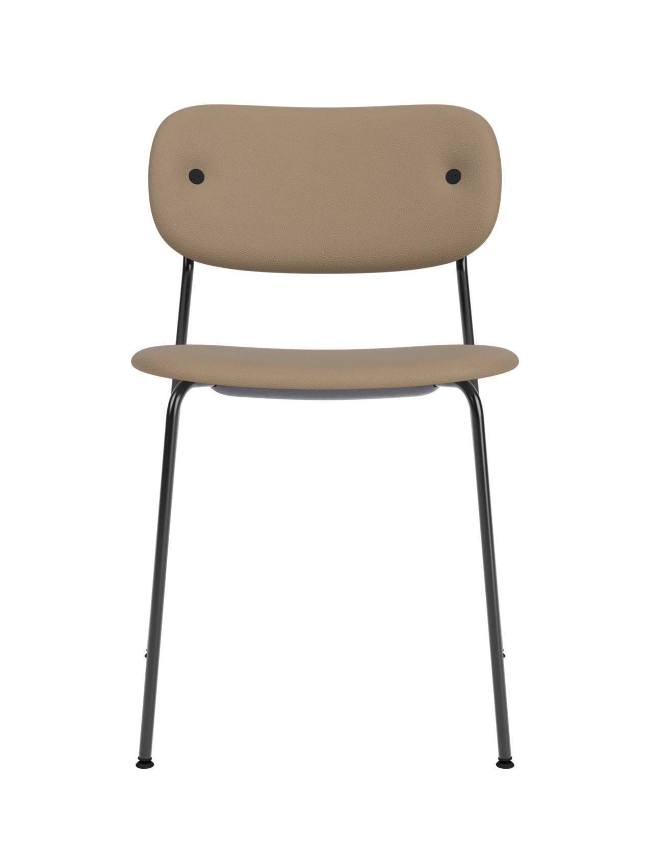 Co Dining Chair with tan Sierra 1611 upholstery and a minimalist black powder-coated steel frame.