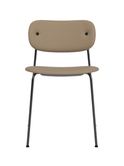 Co Dining Chair with tan Sierra 1611 upholstery and a minimalist black powder-coated steel frame.