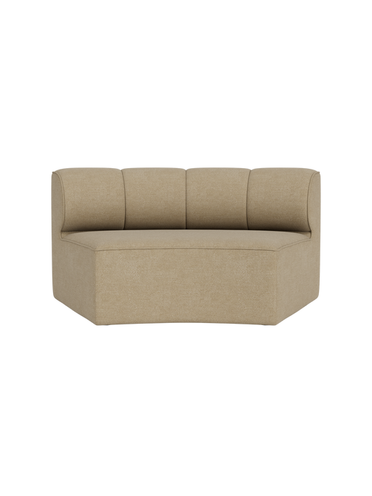 Eave Seamline Modular Sofa concave open section in beige Audo Bouclé 02 fabric with vertical stitching and a curved back.
