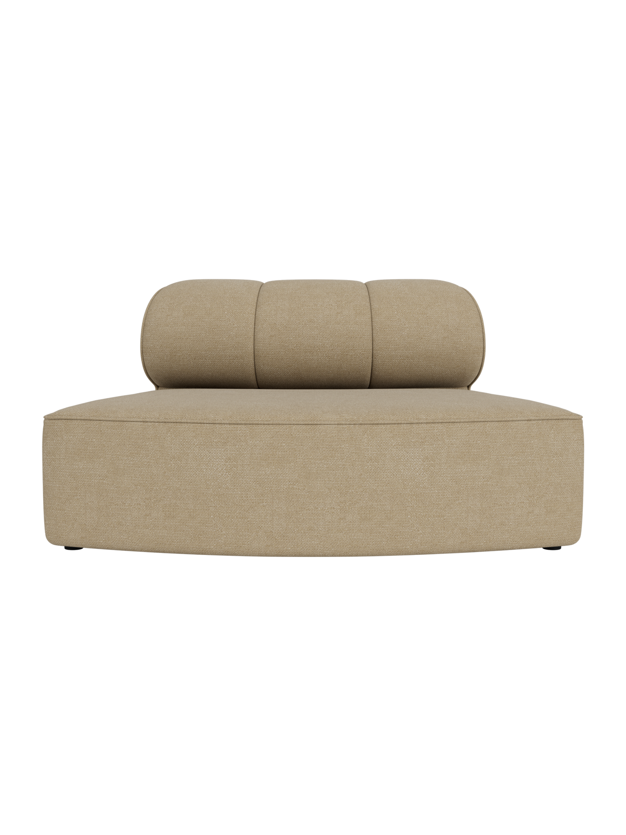 Beige Audo Bouclé 02 upholstered Eave Seamline Modular Sofa Convex Open Section with vertical stitch details.
