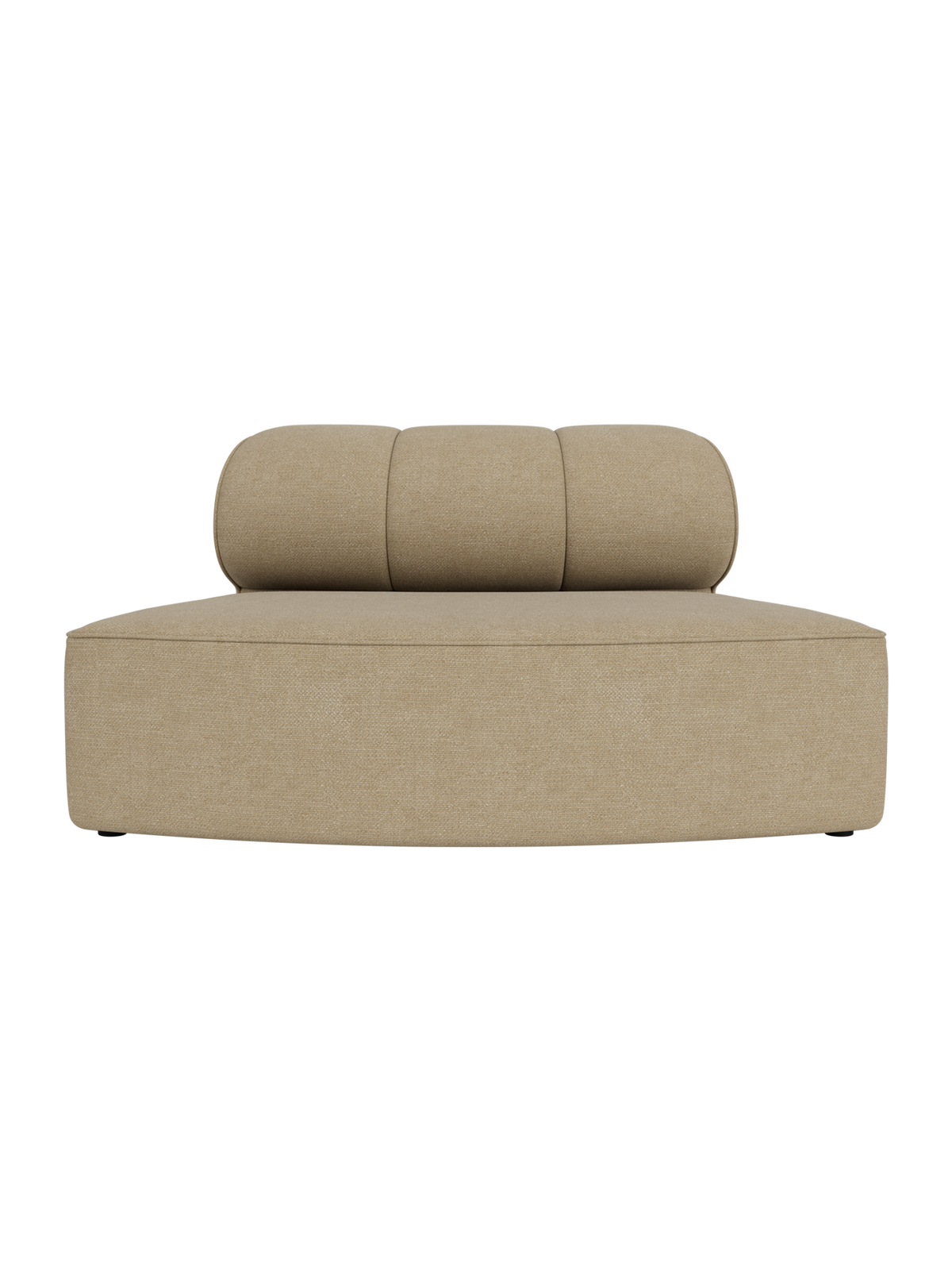 Beige Audo Bouclé 02 upholstered Eave Seamline Modular Sofa Convex Open Section with vertical stitch details.
