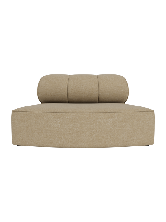 Beige Audo Bouclé 02 upholstered Eave Seamline Modular Sofa Convex Open Section with vertical stitch details.