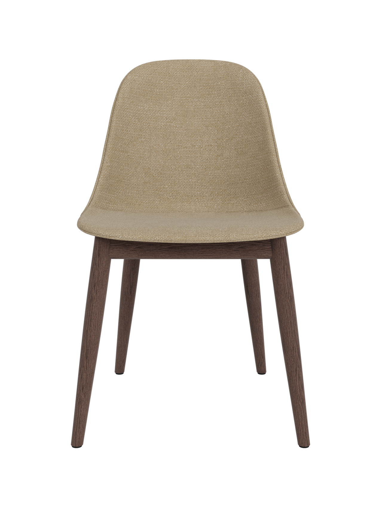 Harbour Side Dining Chair in beige Audo Bouclé 02 upholstery with a dark stained oak wooden base.