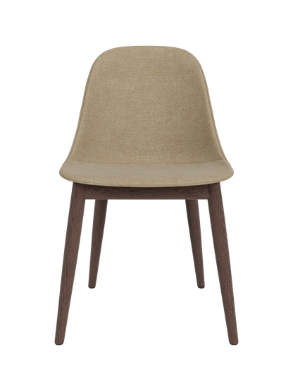 Harbour Side Dining Chair in beige Audo Bouclé 02 upholstery with a dark stained oak wooden base.